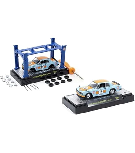 グリーンライト1/18 フォーポスト　リフト -　ガルフ・オイル Amazon.com: Greenlight 16100-B Auto Body Shop - Four-Post Lifts